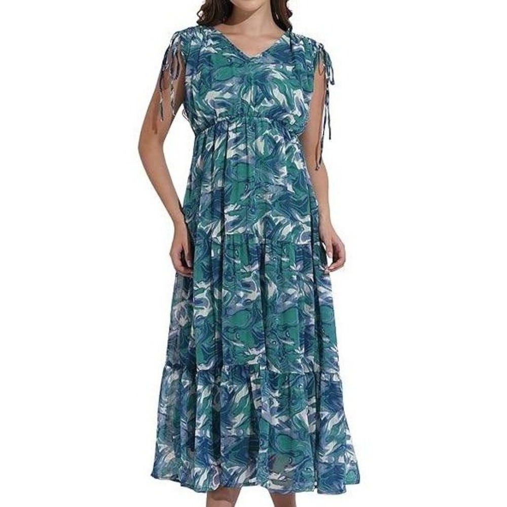 Sundance Green & Blue Swirled Midi Dress
